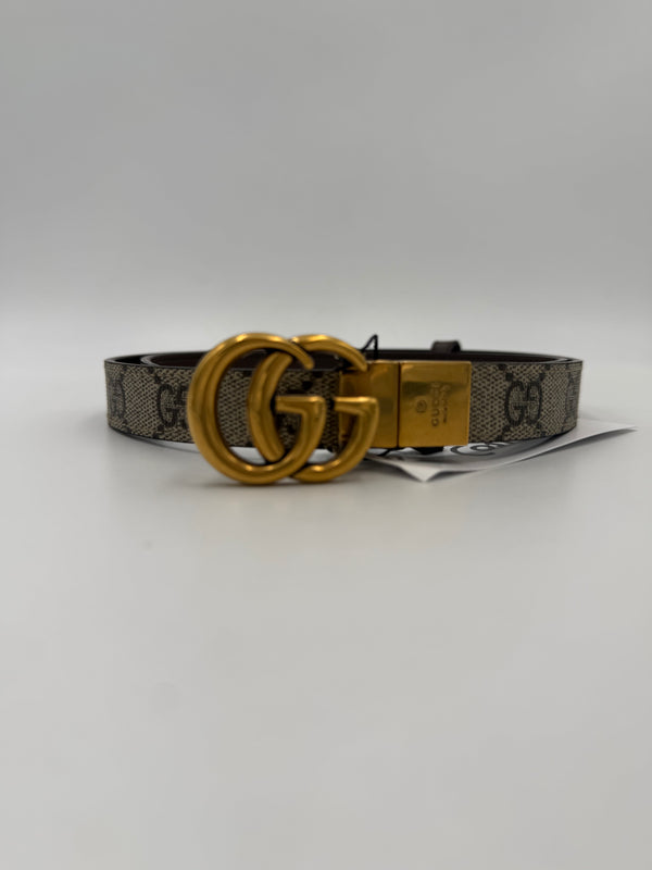 GUCCI - Cintura Sottile reversibile GG Supreme - Marrone Tg. 75