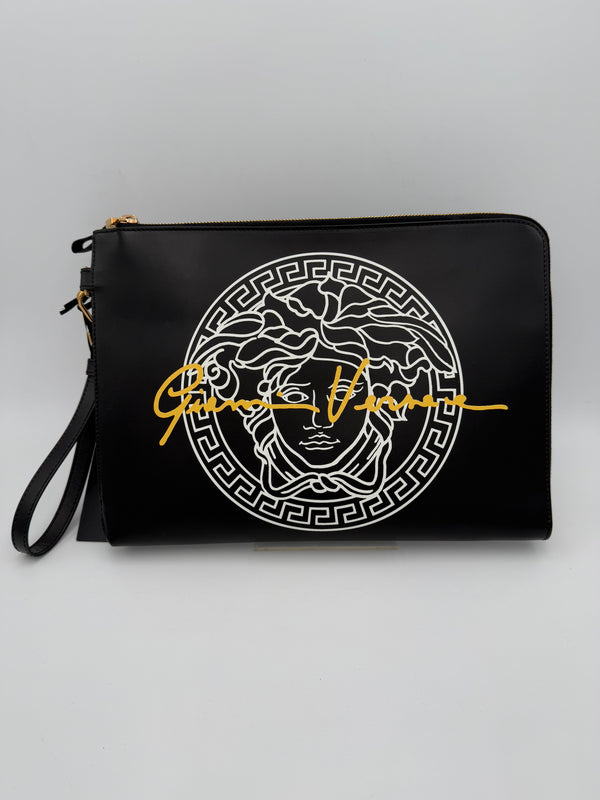 VERSACE - LA MEDUSA Signature Leather Clutch