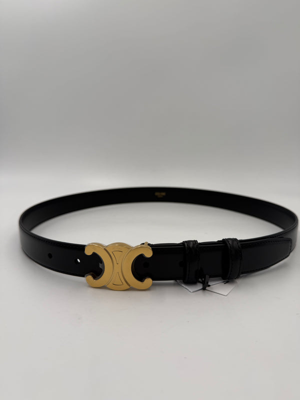 CELINE - TRIOMPHE belt size 75 black leather