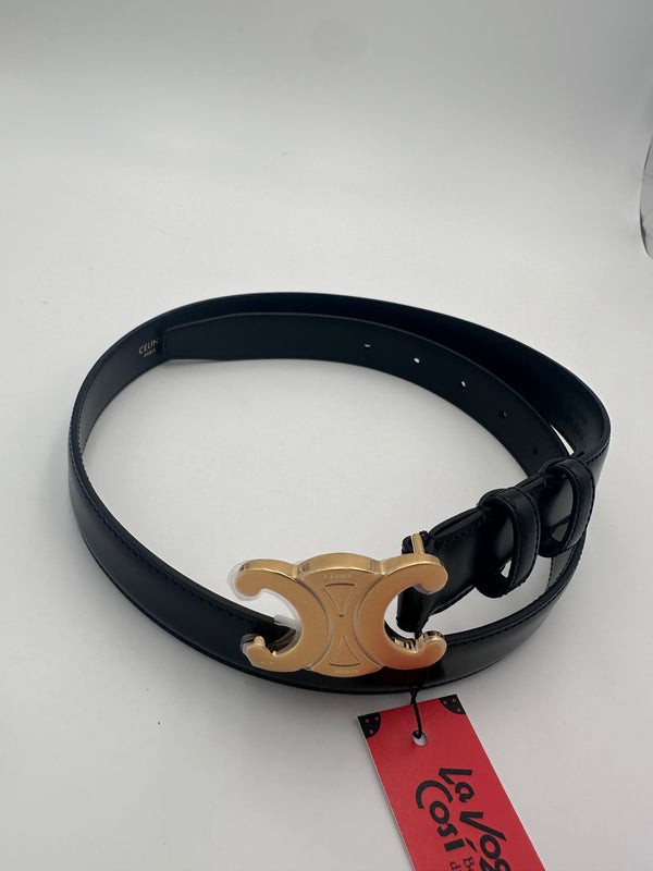 CELINE - TRIOMPHE belt size 80 black leather