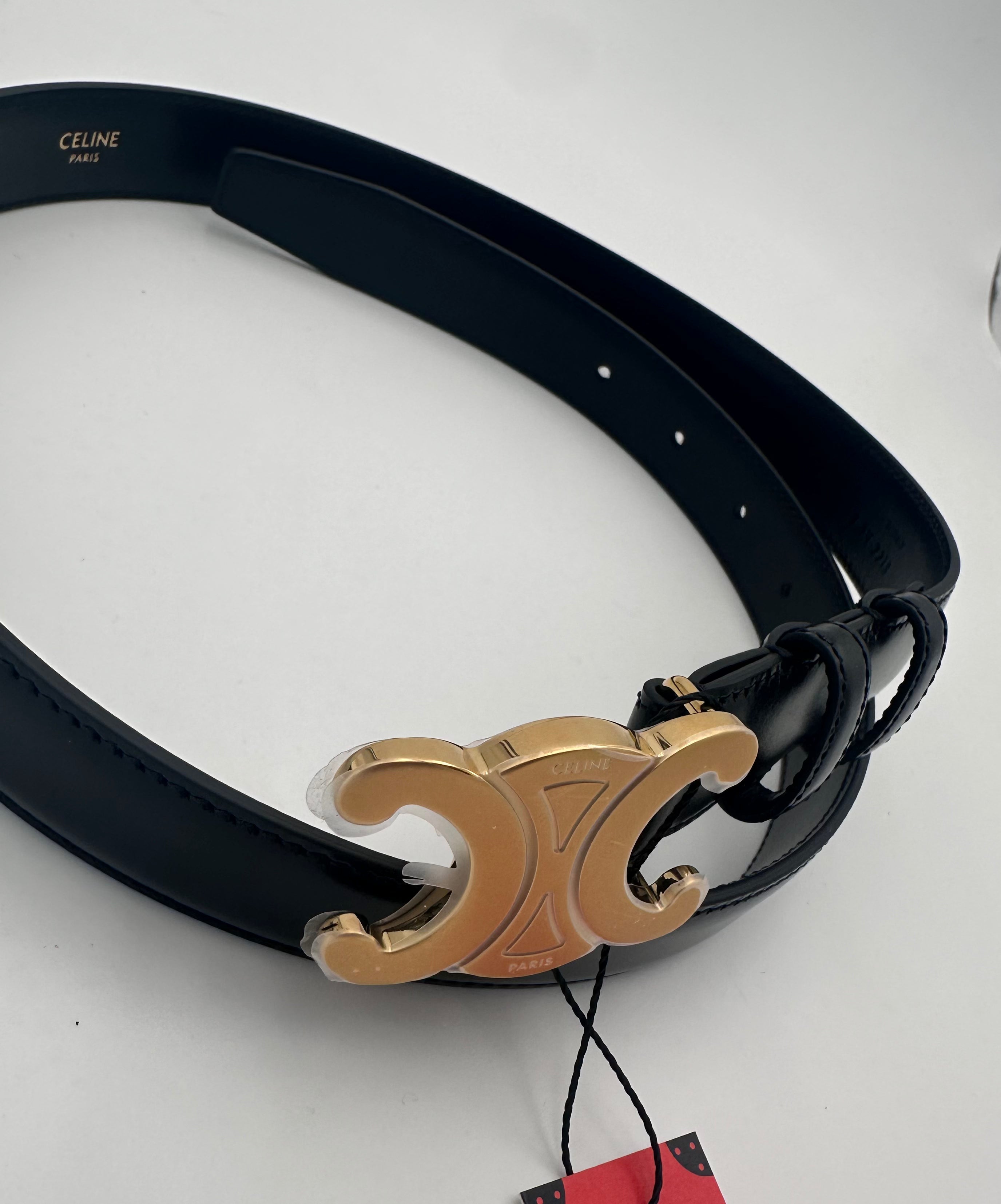 CELINE - Cintura TRIOMPHE tg. 80 pelle nera