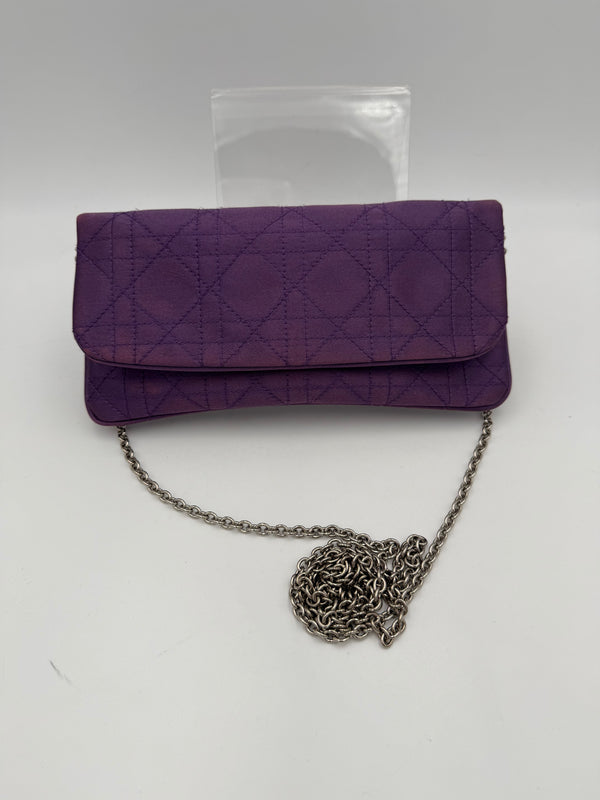 DIOR - Lady Dior - Pouch / Pochette Cannage in seta porpora