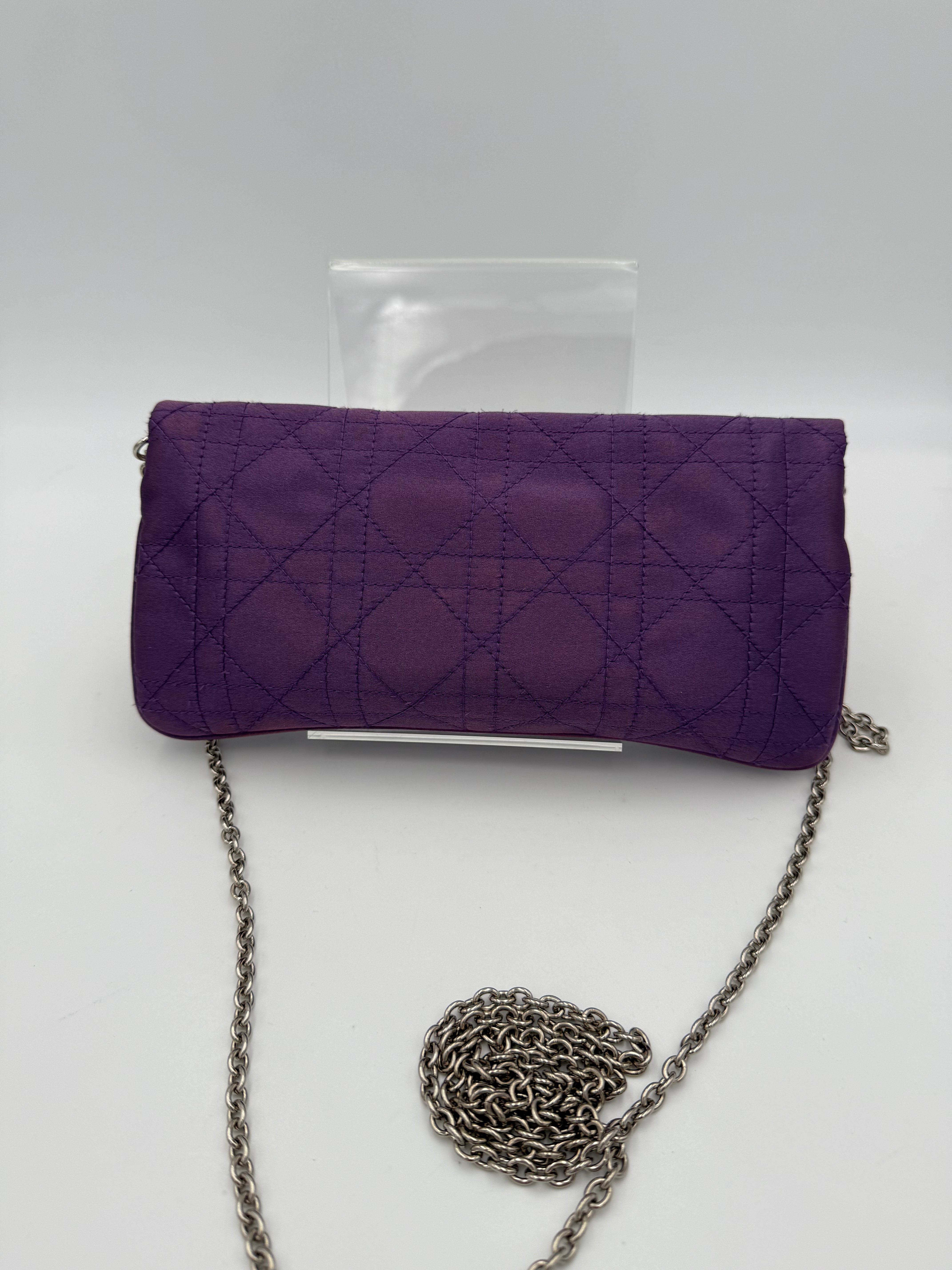 DIOR - Lady Dior - Cannage Pouch in purple silk