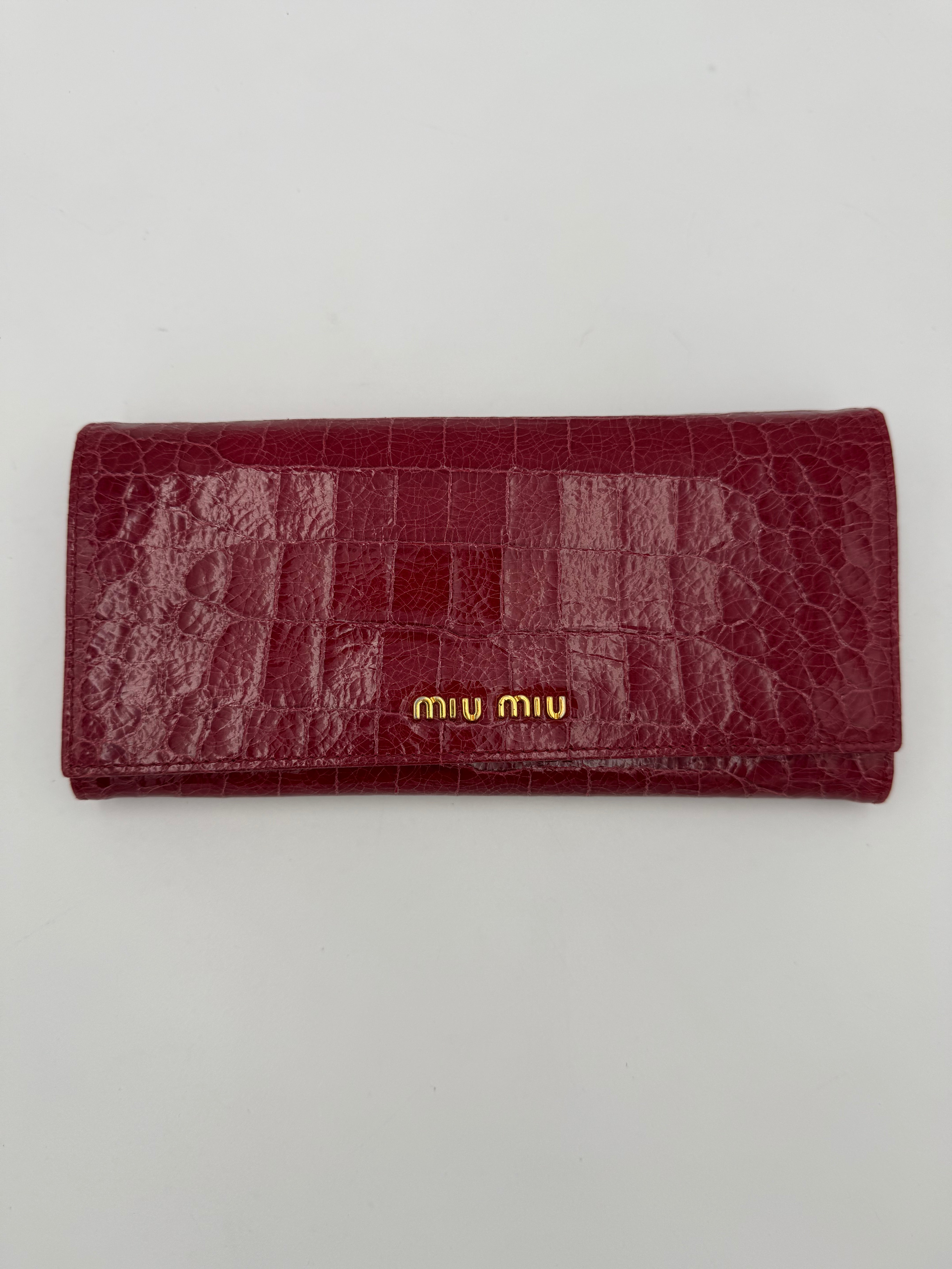 MIU MIU - Portafoglio Rosso in pelle stampa Coccodrillo