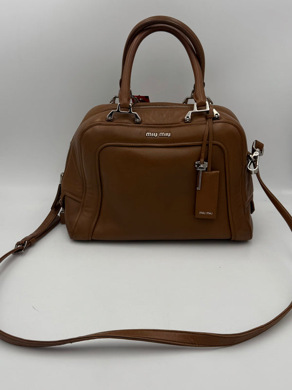 MIU MIU - Linen/cotton shopping bag with jeweled shoulder strap