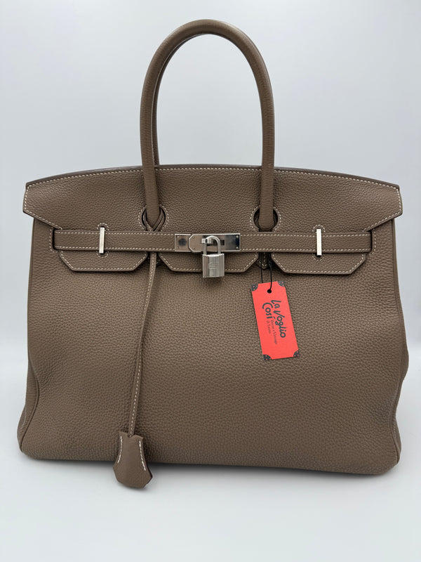 HERMÈS - BIRKIN 35 Clemence Etoupe