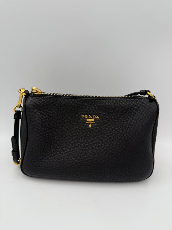 PRADA - Saffiano leather and nylon clutch bag