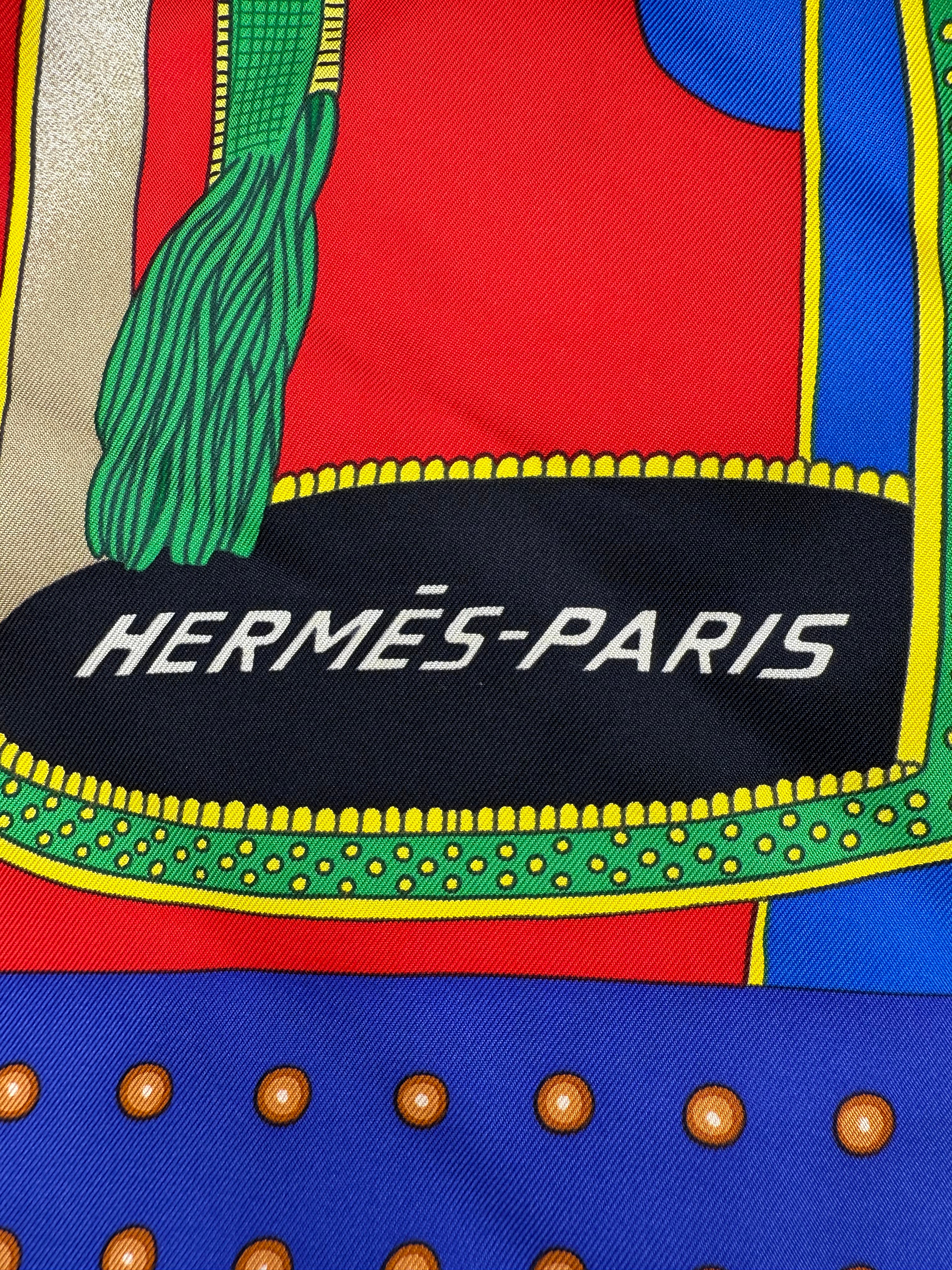 HERMES - Foulard Carrè 90 blu rosso