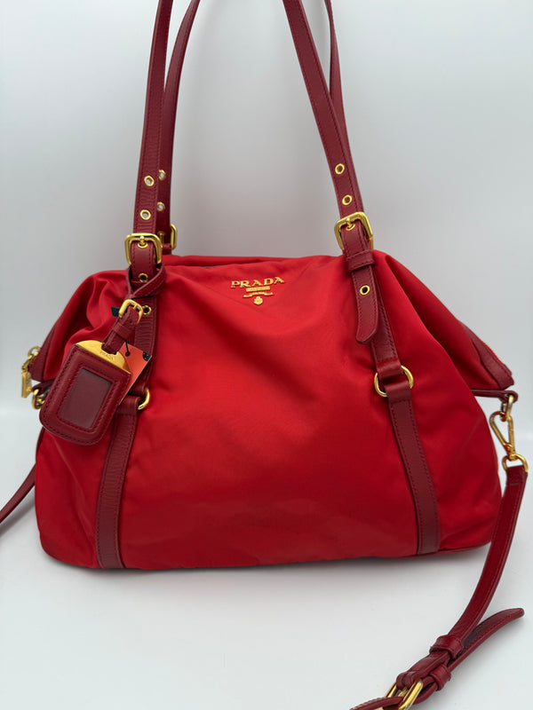 PRADA - Red Nylon Shopping Bag
