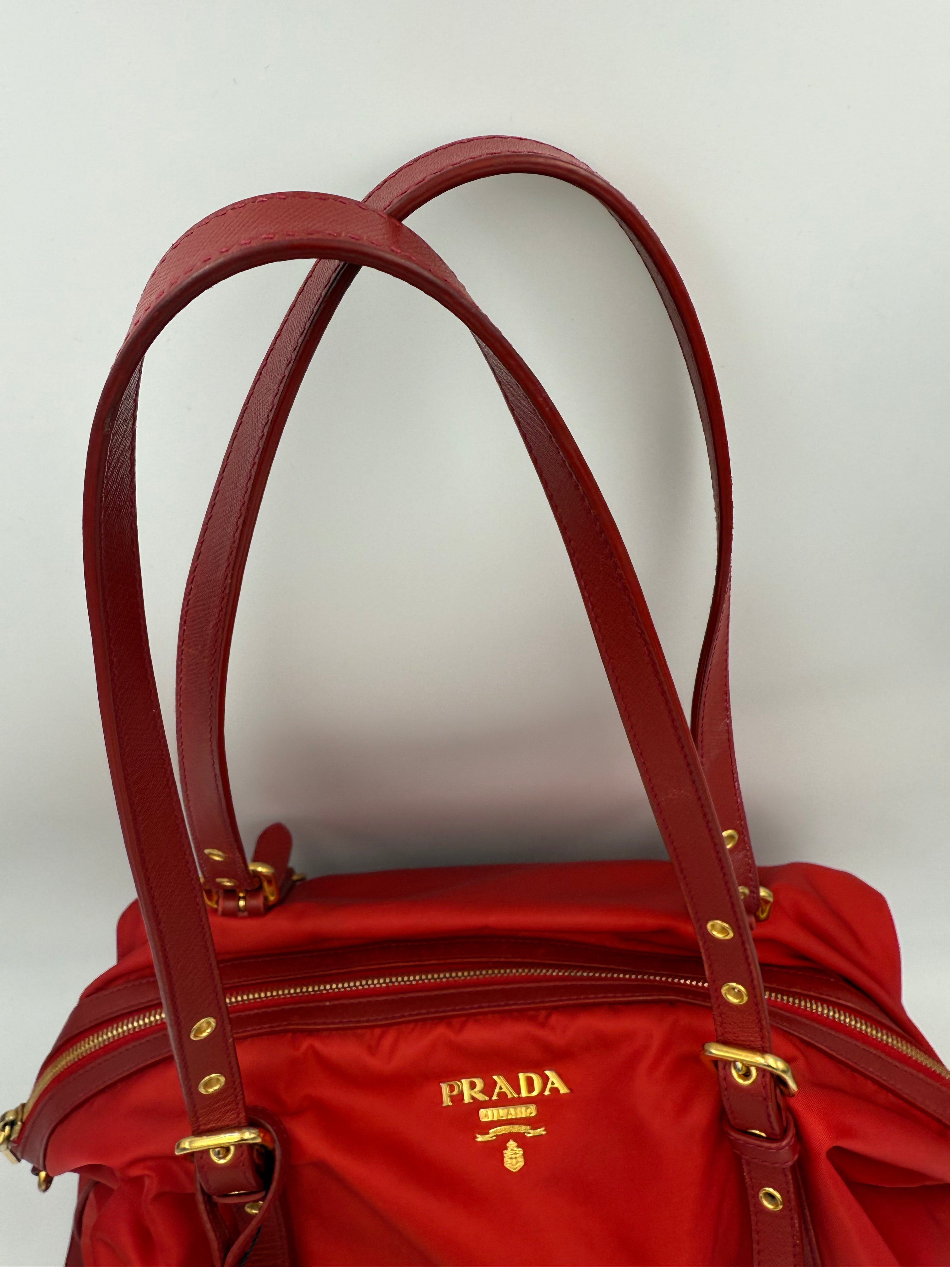 PRADA - Red Nylon Shopping Bag