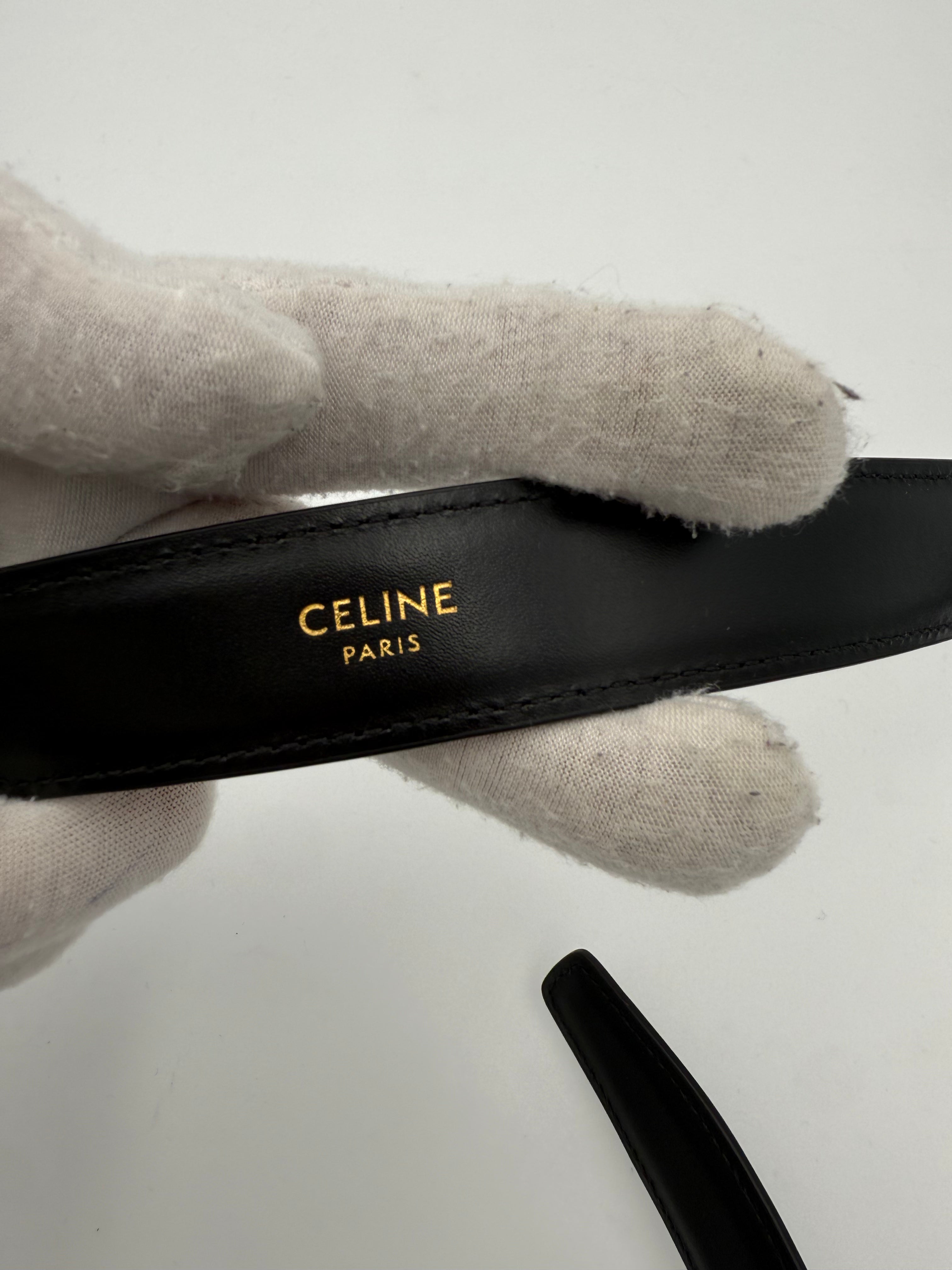 CELINE - TRIOMPHE belt size 75 black leather
