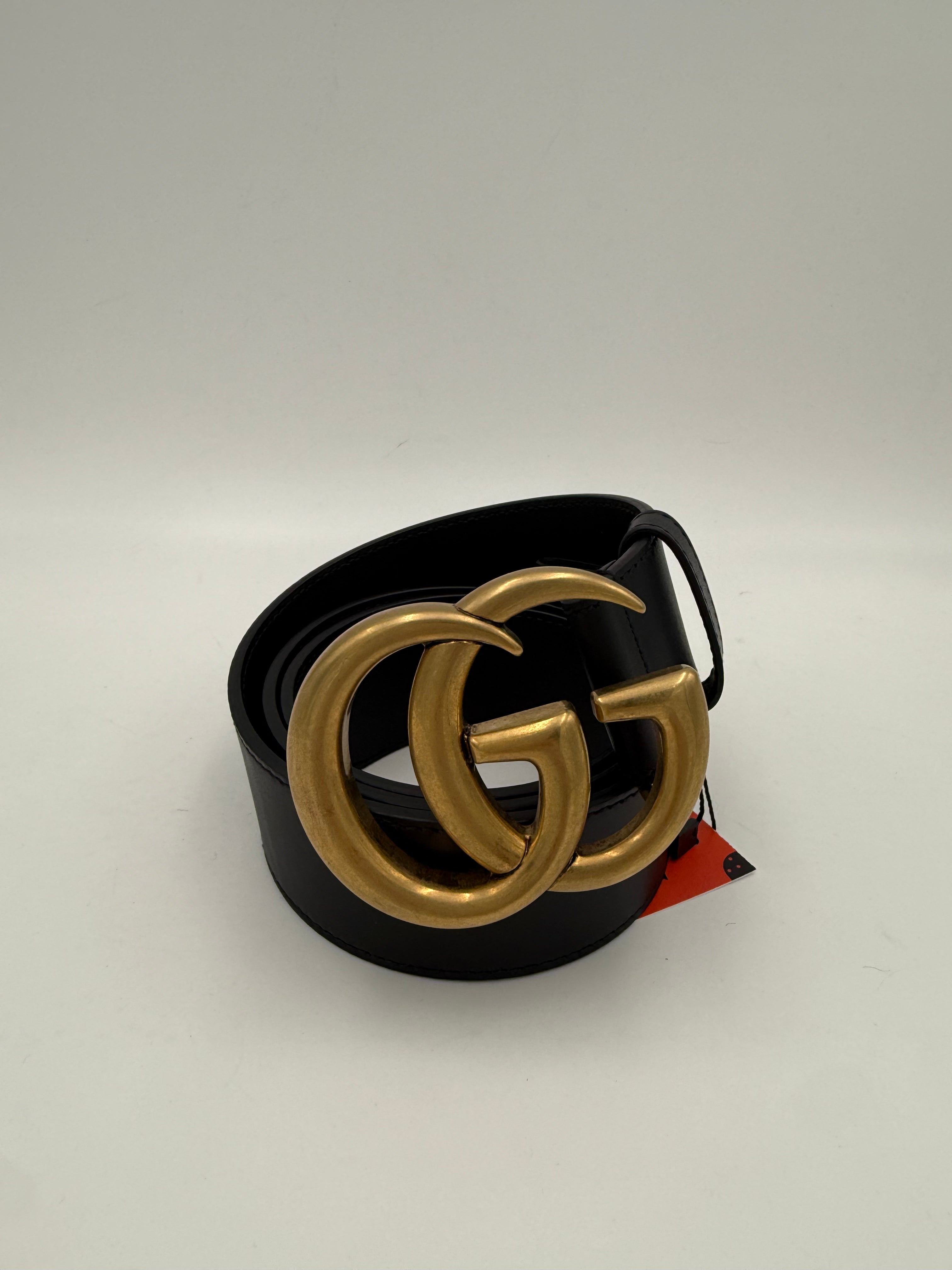 GUCCI - Cintura nera Fibbia GG Marmont Tg. 90