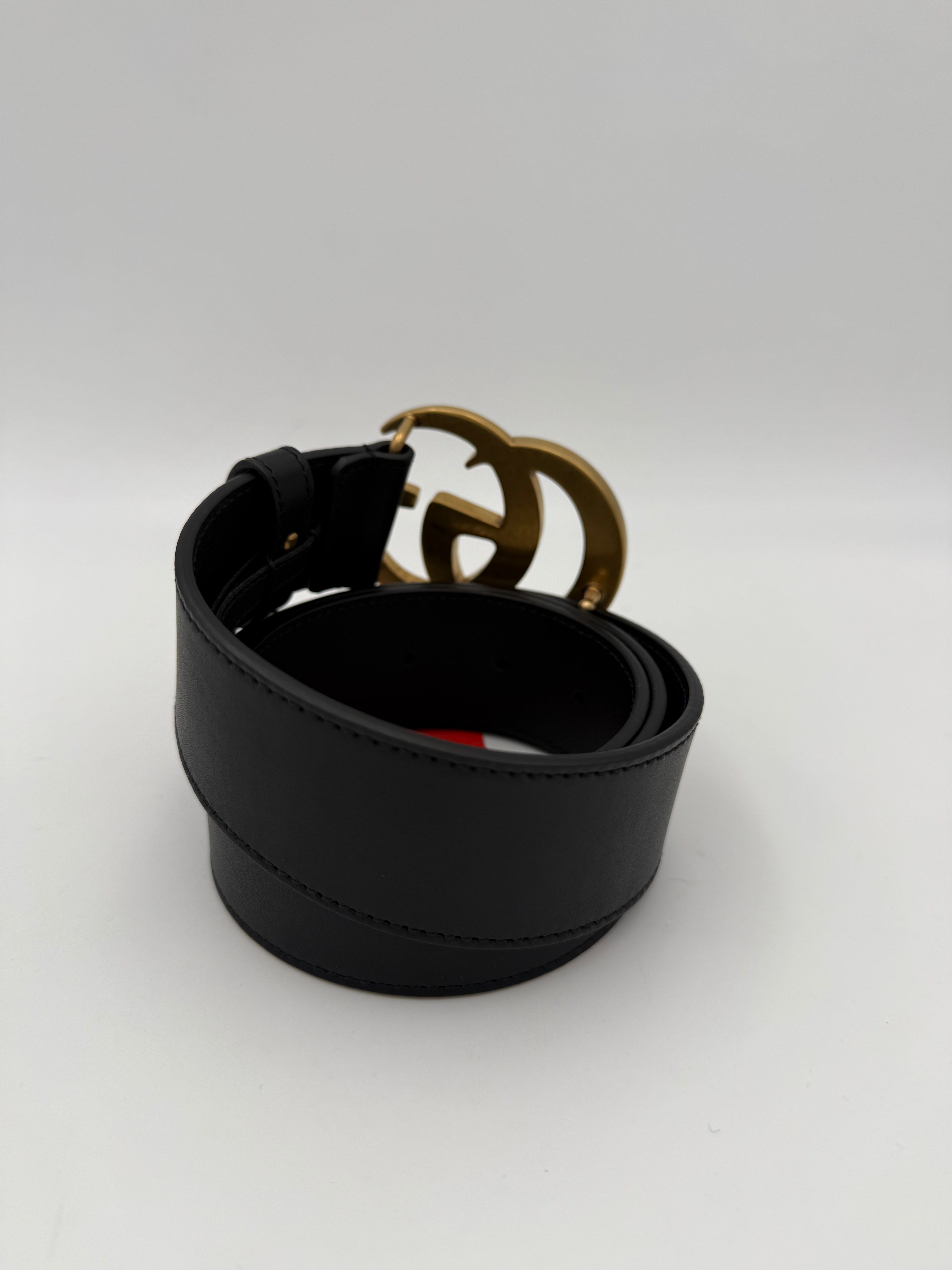 GUCCI - Cintura nera Fibbia GG Marmont Tg. 90