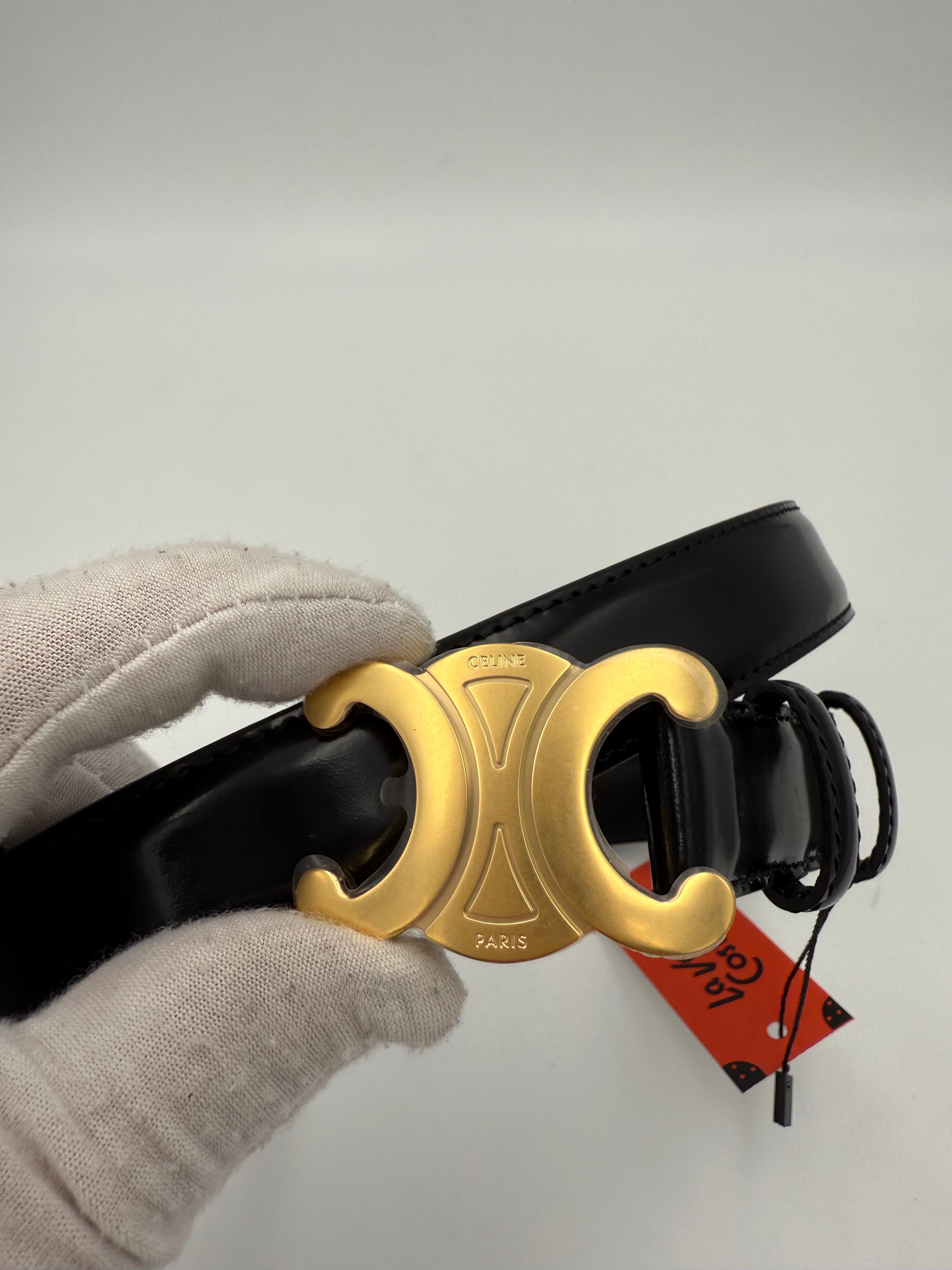 CELINE - Cintura TRIOMPHE Tg. 85 pelle nera