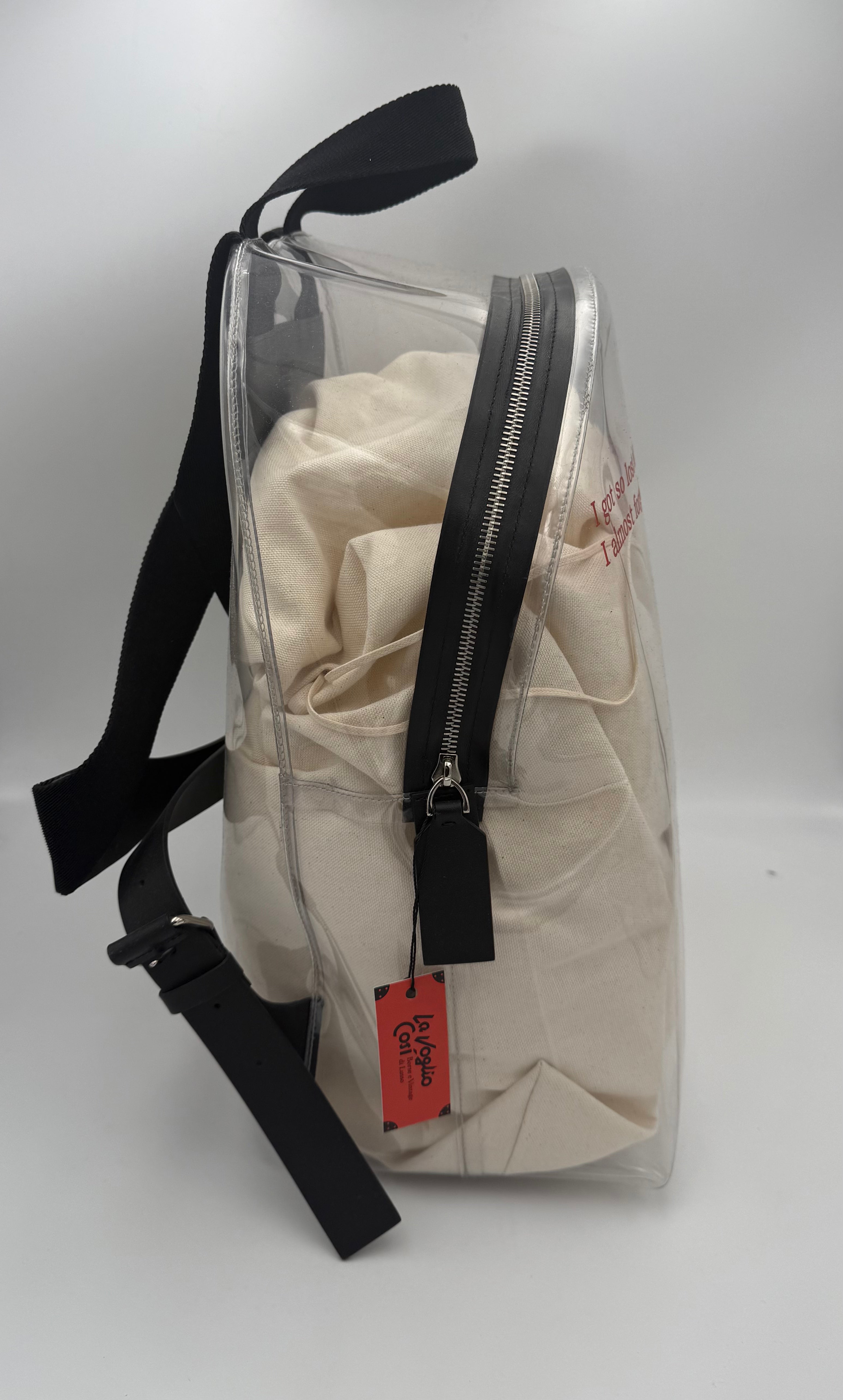VALENTINO GARAVANI - Zaino pelle e plastica trasparente