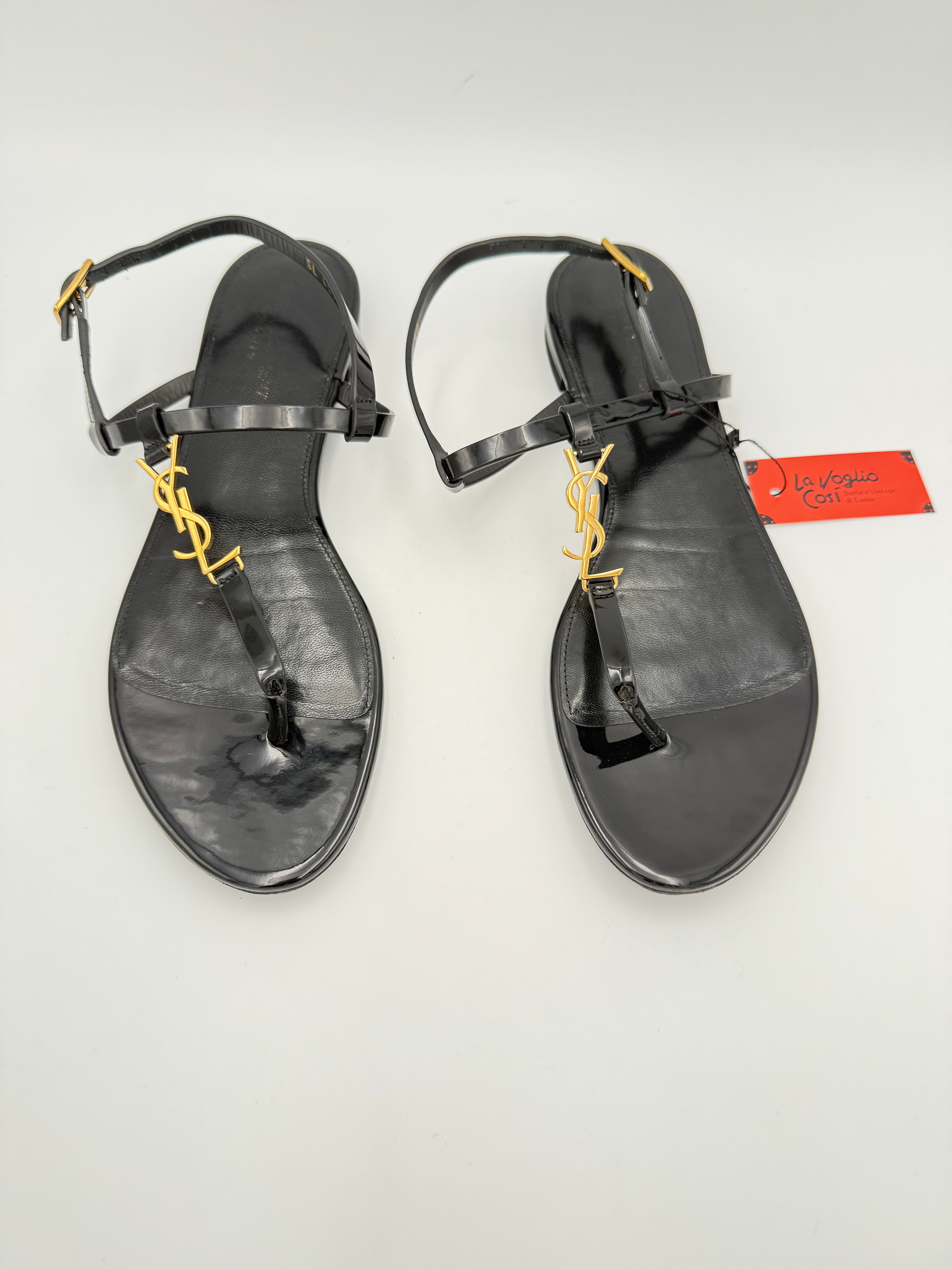 SAINT LAURENT - Sandali CASSANDRE vernice tg. 40