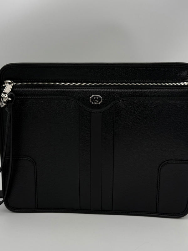 GUCCI - GG Hammered Leather Shoulder Bag