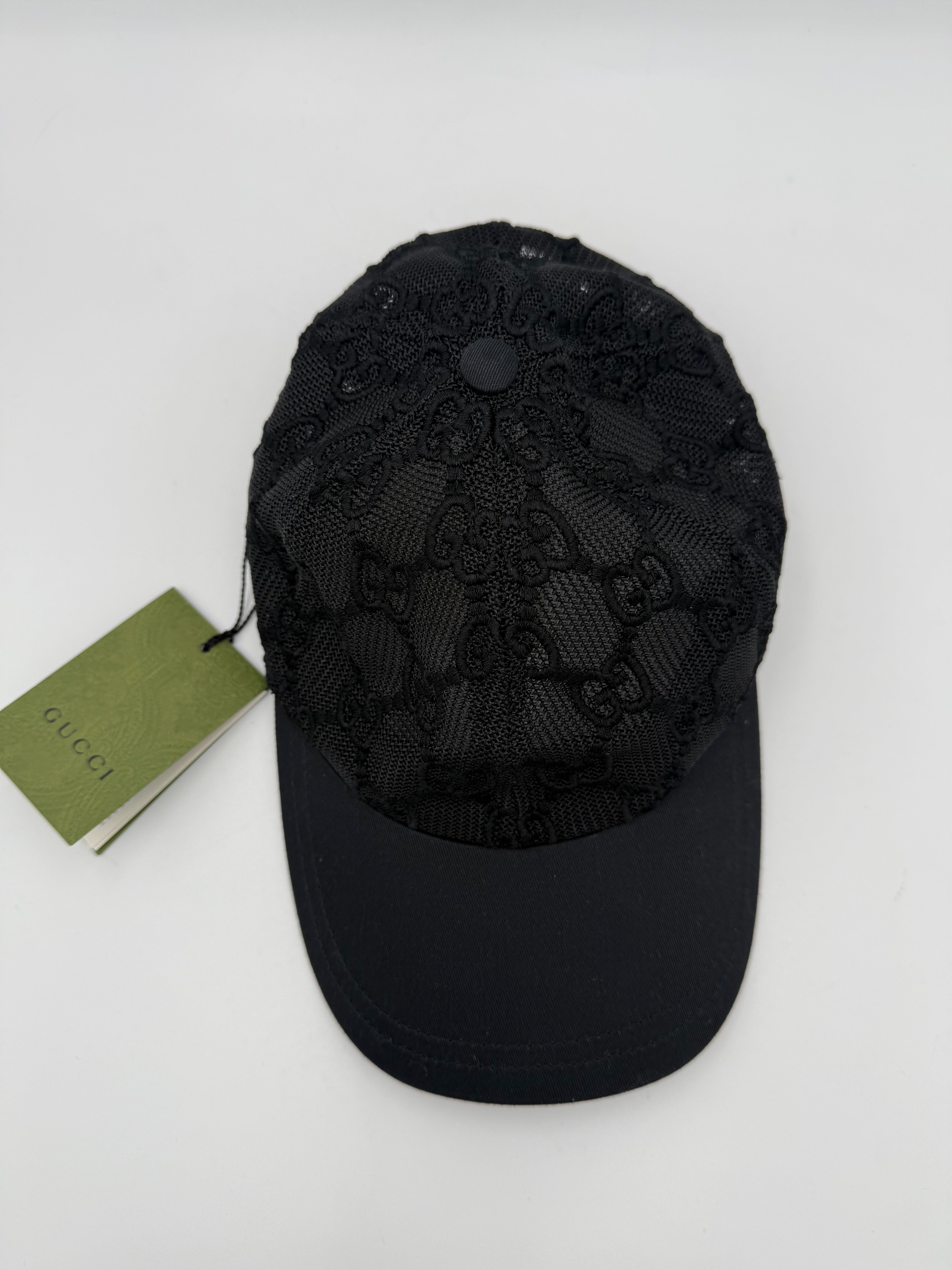 GUCCI - Cappello Baseball GG Traforato Nero Tg. S 56 cm