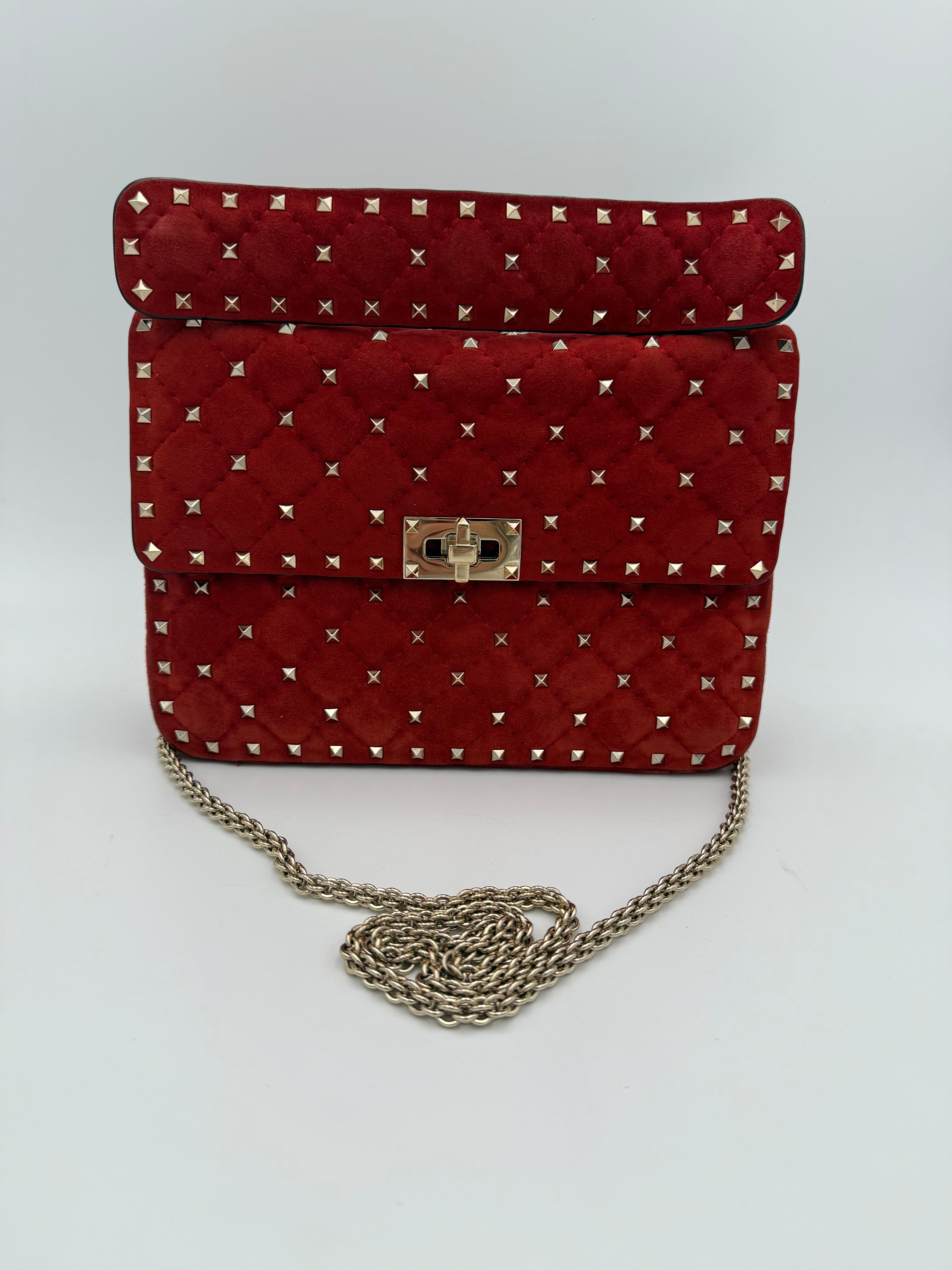 VALENTINO GARAVANI - Rockstud Spike Rossa Suede