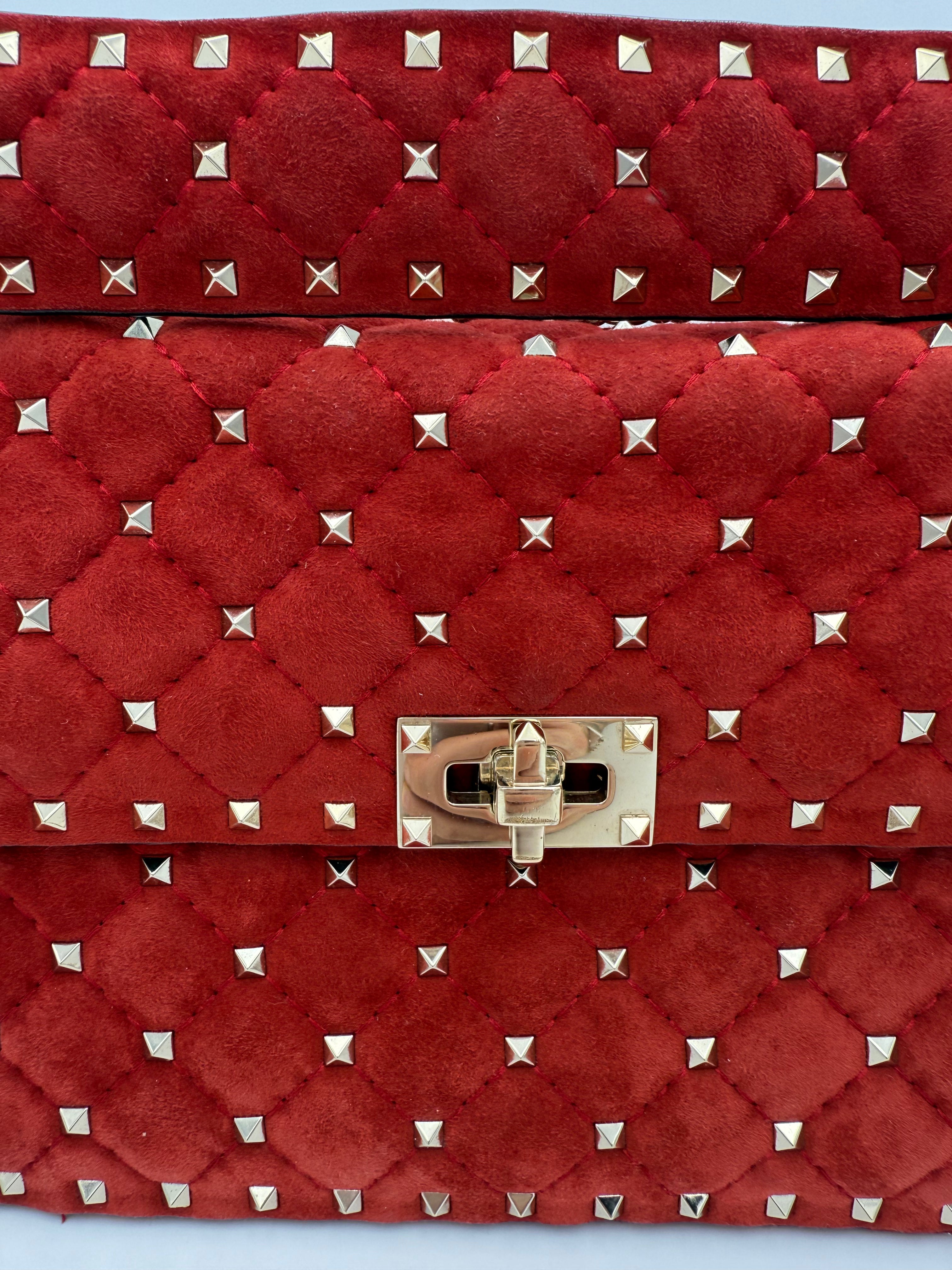 VALENTINO GARAVANI - Rockstud Spike Rossa Suede