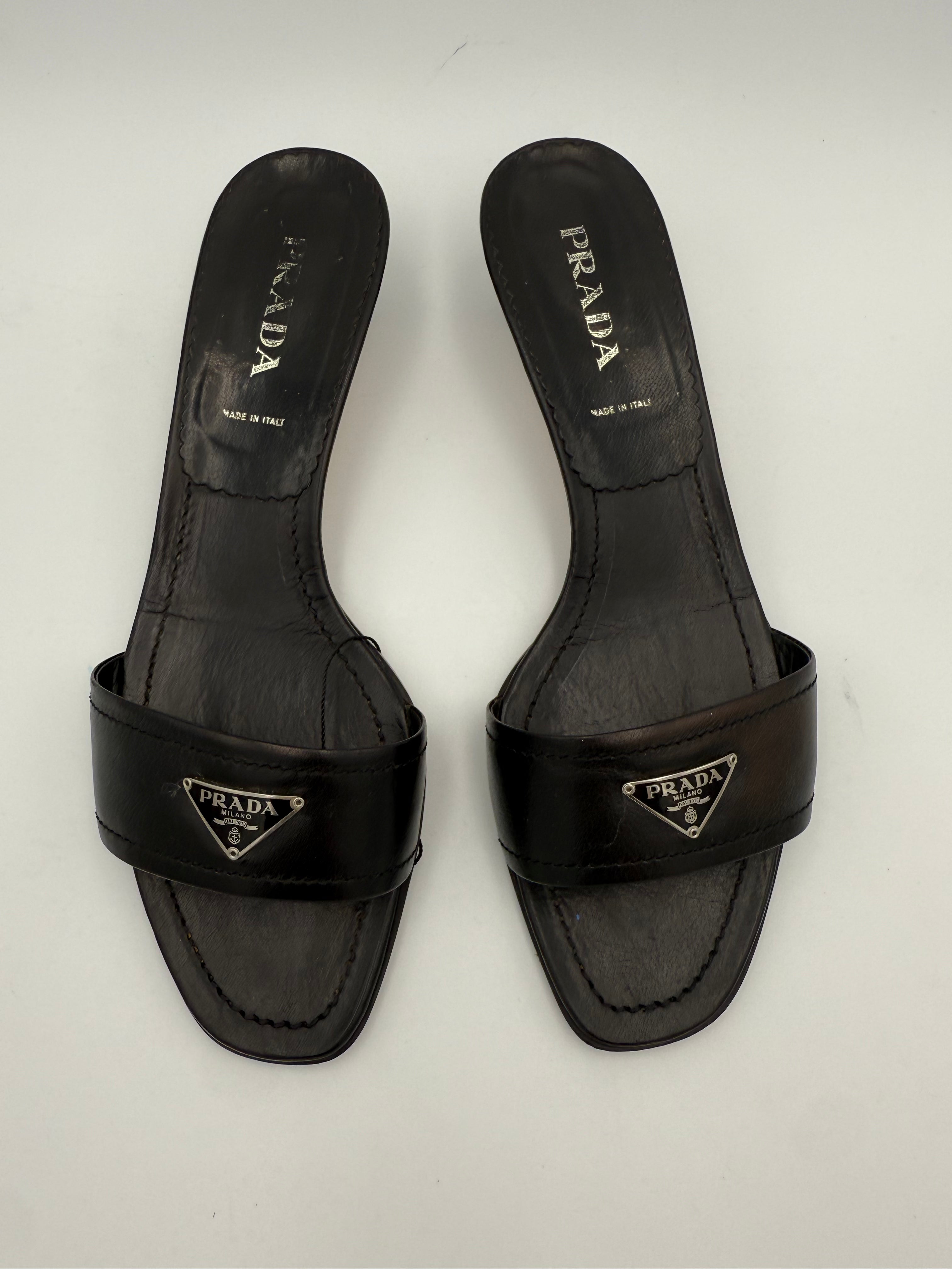 PRADA - Sandali pelle tg. 39 neri in pelle