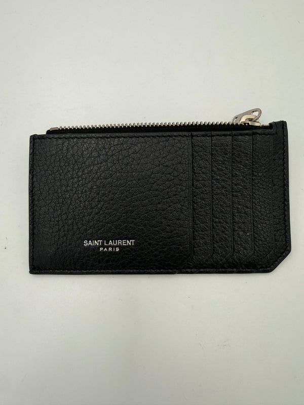 SAINT LAURENT - Portacarte zip in pelle daino