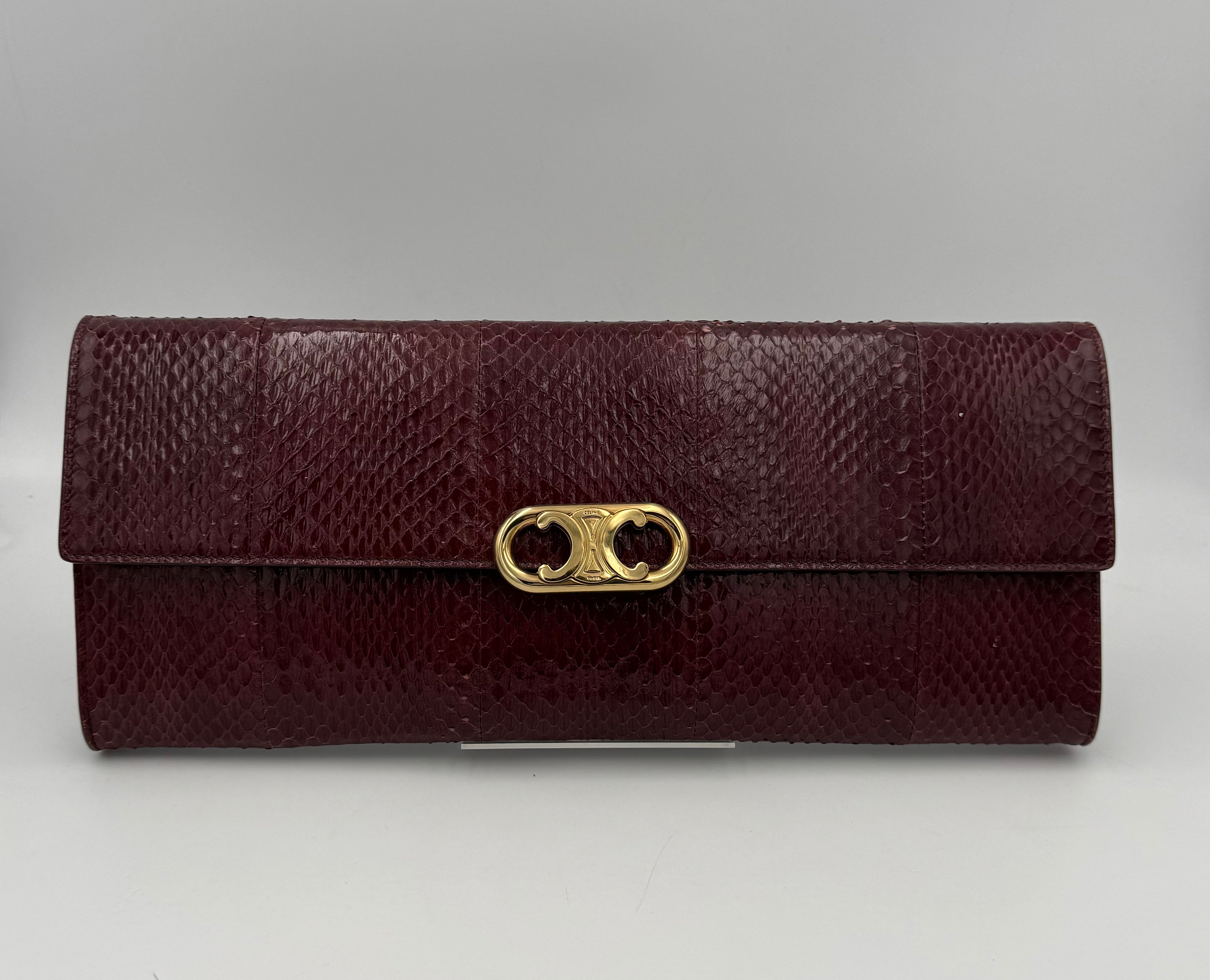 CELINE - Pochette TRIOMPHE in rettile Burgundy