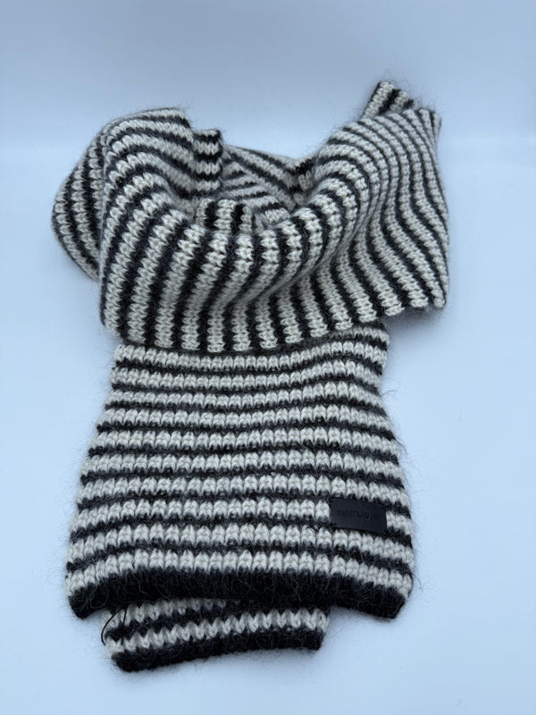 SAINT LAURENT - Sciarpa Lana, Mohair e Alpaca Bianca e Nera