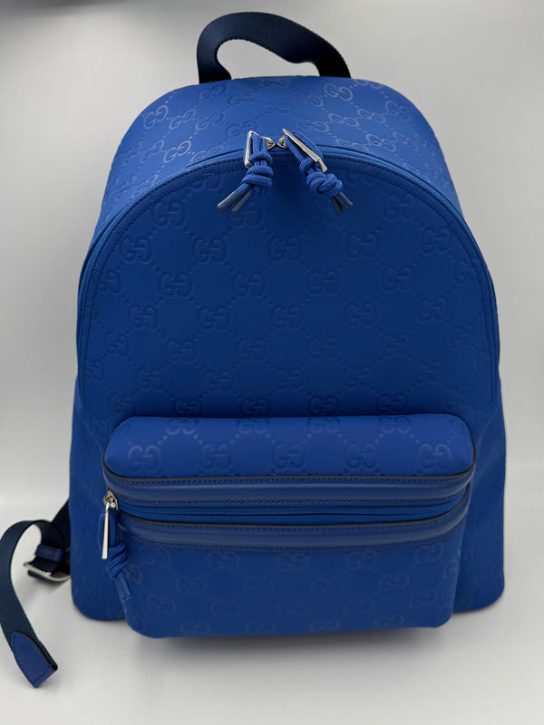 GUCCI - Zaino GG Pelle Blu
