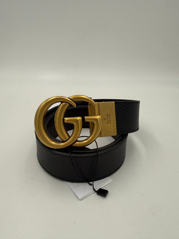 GUCCI - Cintura reversibile nera marrone Fibbia GG Marmont Tg. 90
