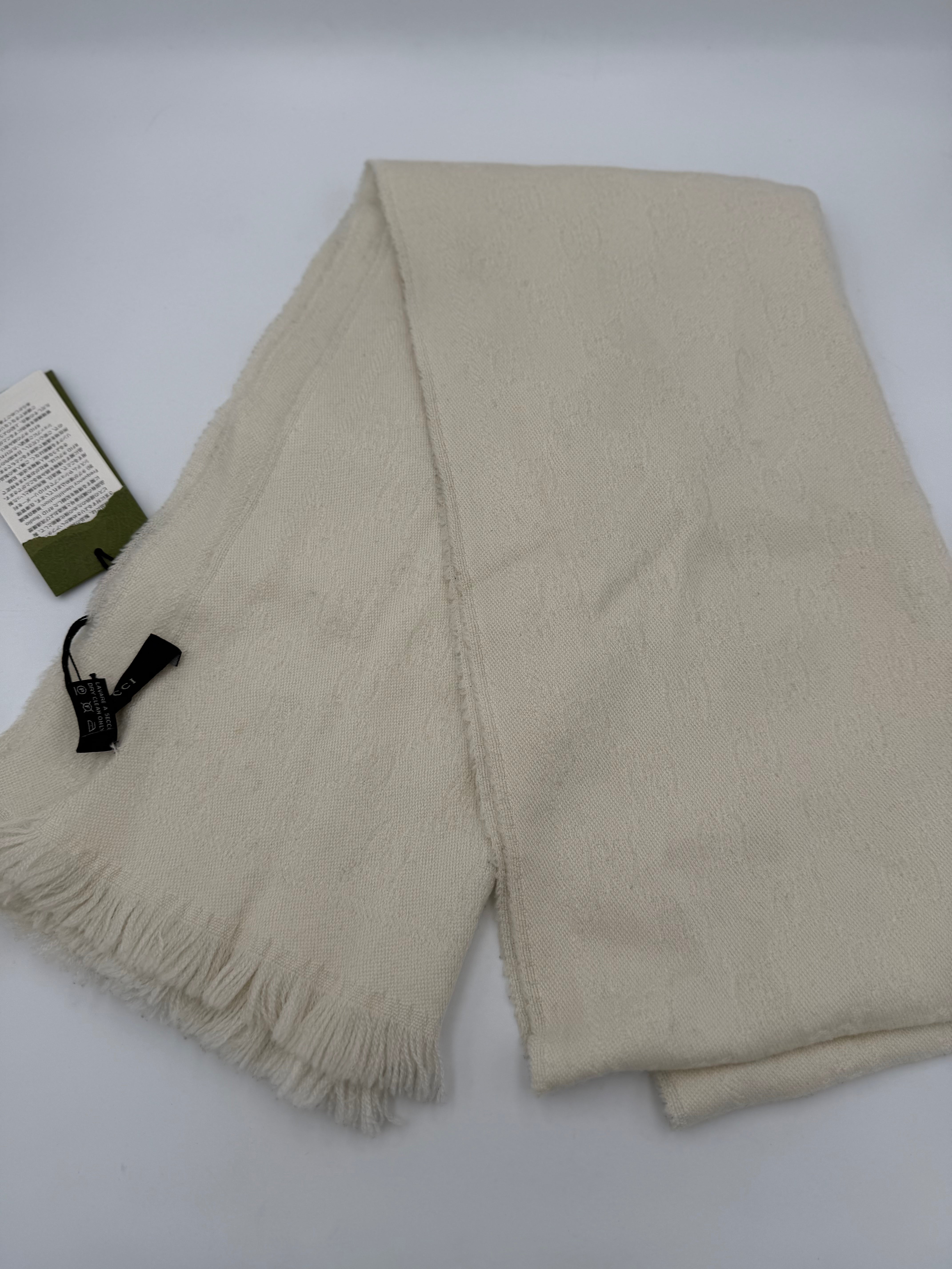 GUCCI - Sciarpa GG Lana Bianco Avorio