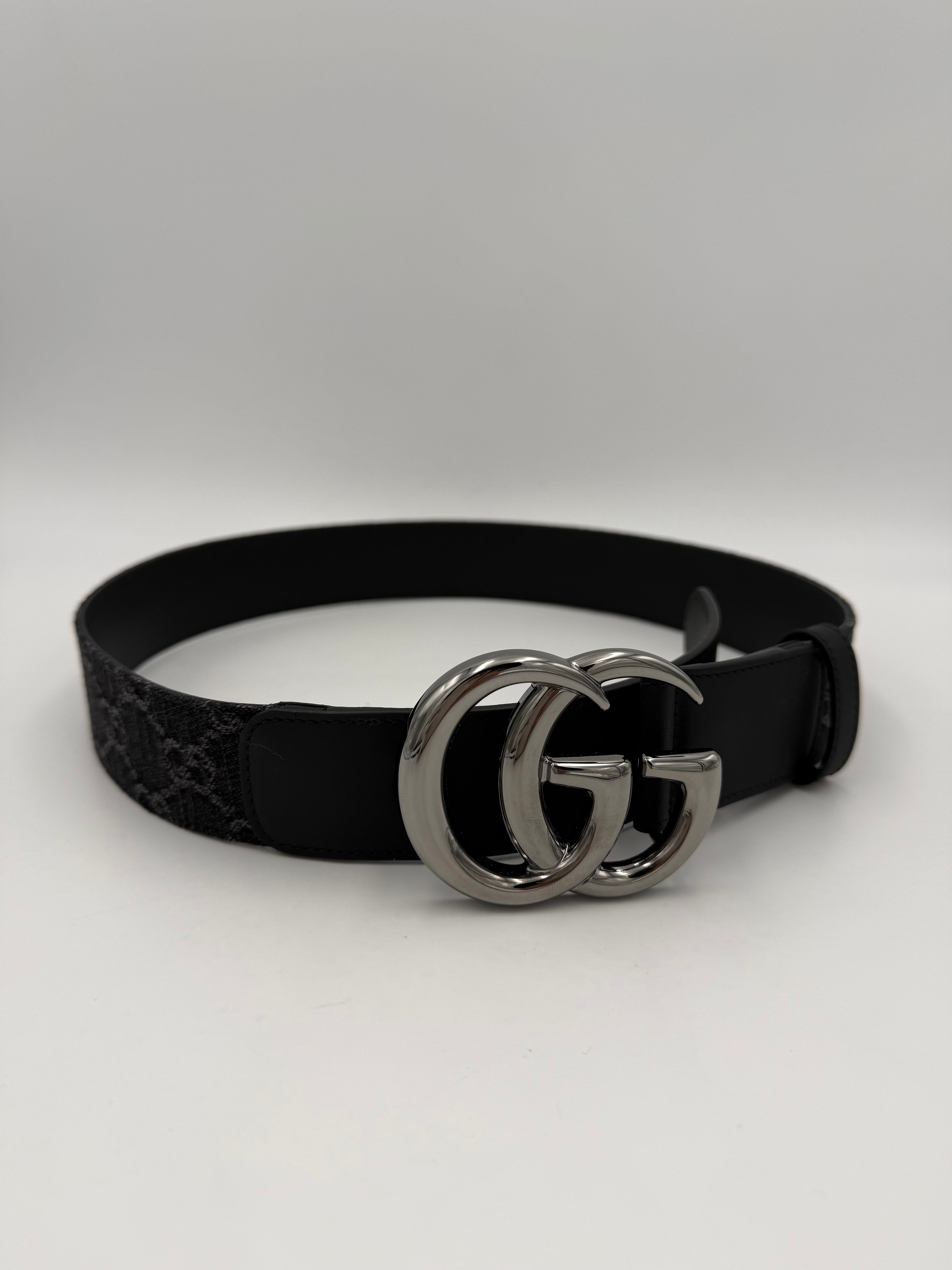 GUCCI - Cintura Fibbia GG Marmont in pelle e DENIM Tg. 80
