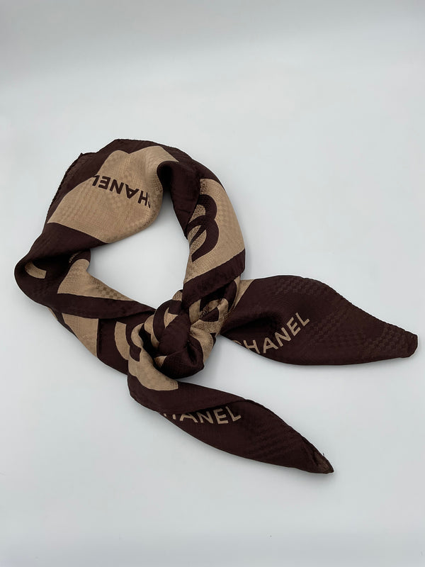 CHANEL - Brown 90 Square Scarf
