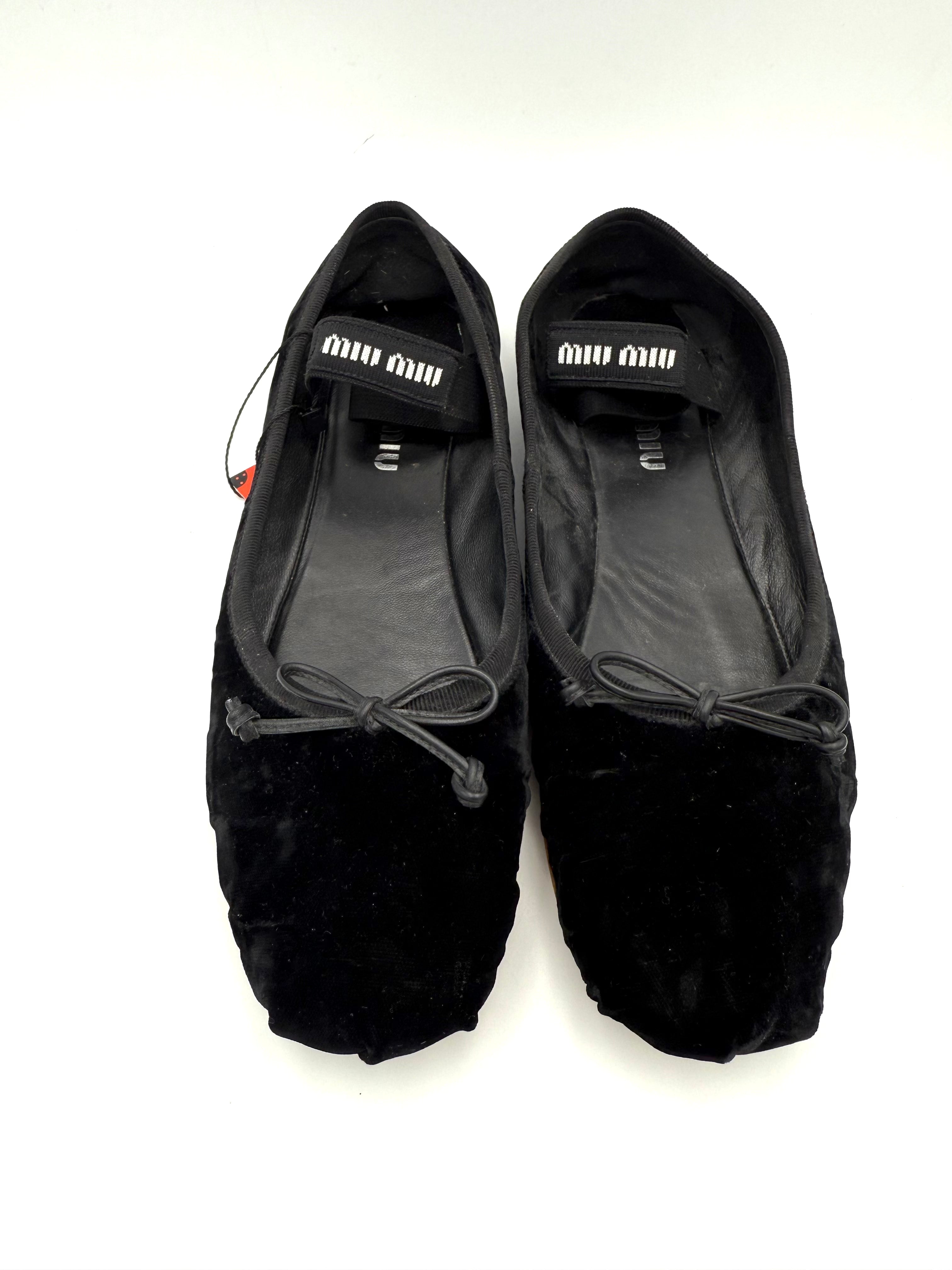 MIU MIU - Ballerine tg. 38,5 nere in velluto