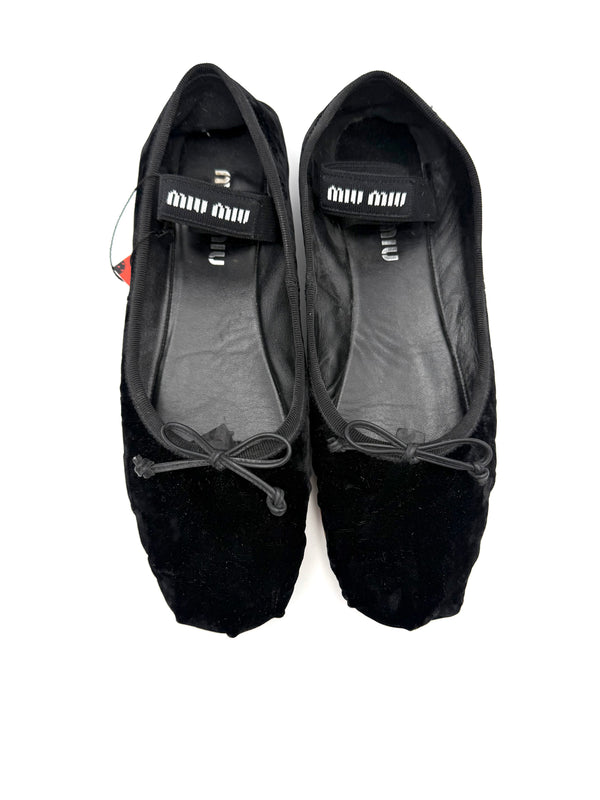 MIU MIU - Ballerine tg. 38,5 nere in velluto