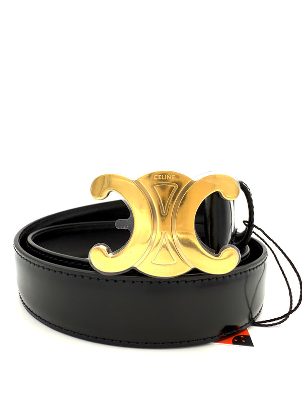 CELINE - Cintura TRIOMPHE tg. 75 pelle nera