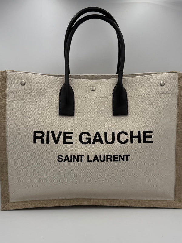 SAINT LAURENT - Rive Gauche Tote Bag in linen and leather