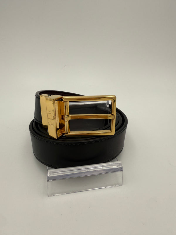 DIOR - Reversible men's belt BLACK BROWN CD logo