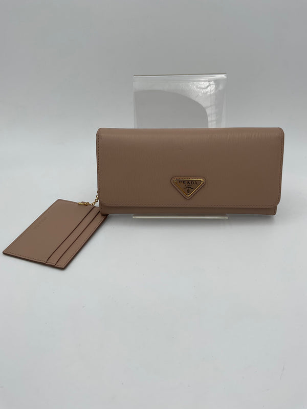 PRADA - Powder pink Saffiano wallet with card holder