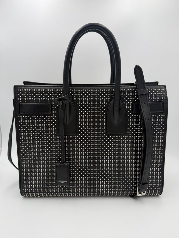 SAINT LAURENT - SAC DU JOUR Small - Studded nera con borchie