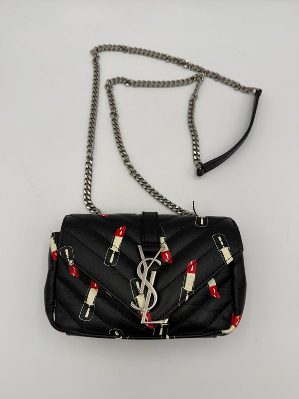 SAINT LAURENT - LOU LOU Medium in Suede and Shearling leather