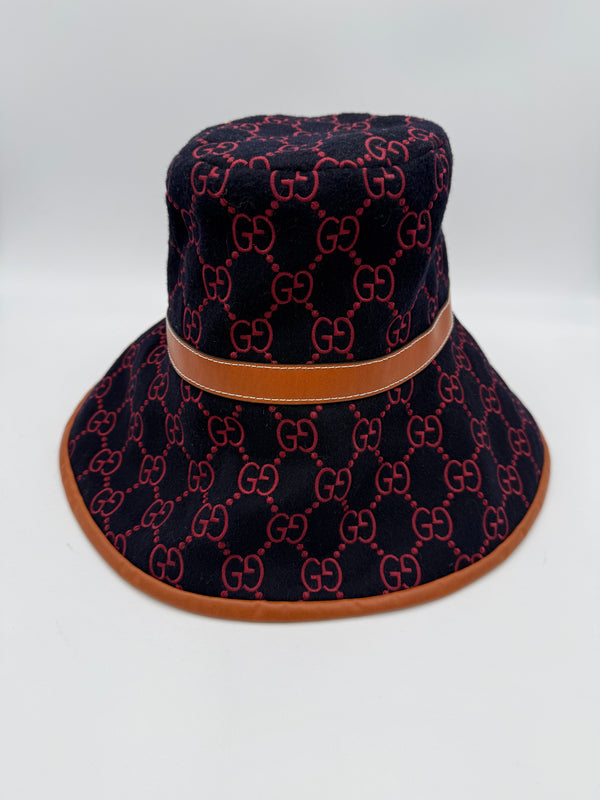 GUCCI - Cappello GG Fedora a tesa larga Tg. M 57 cm