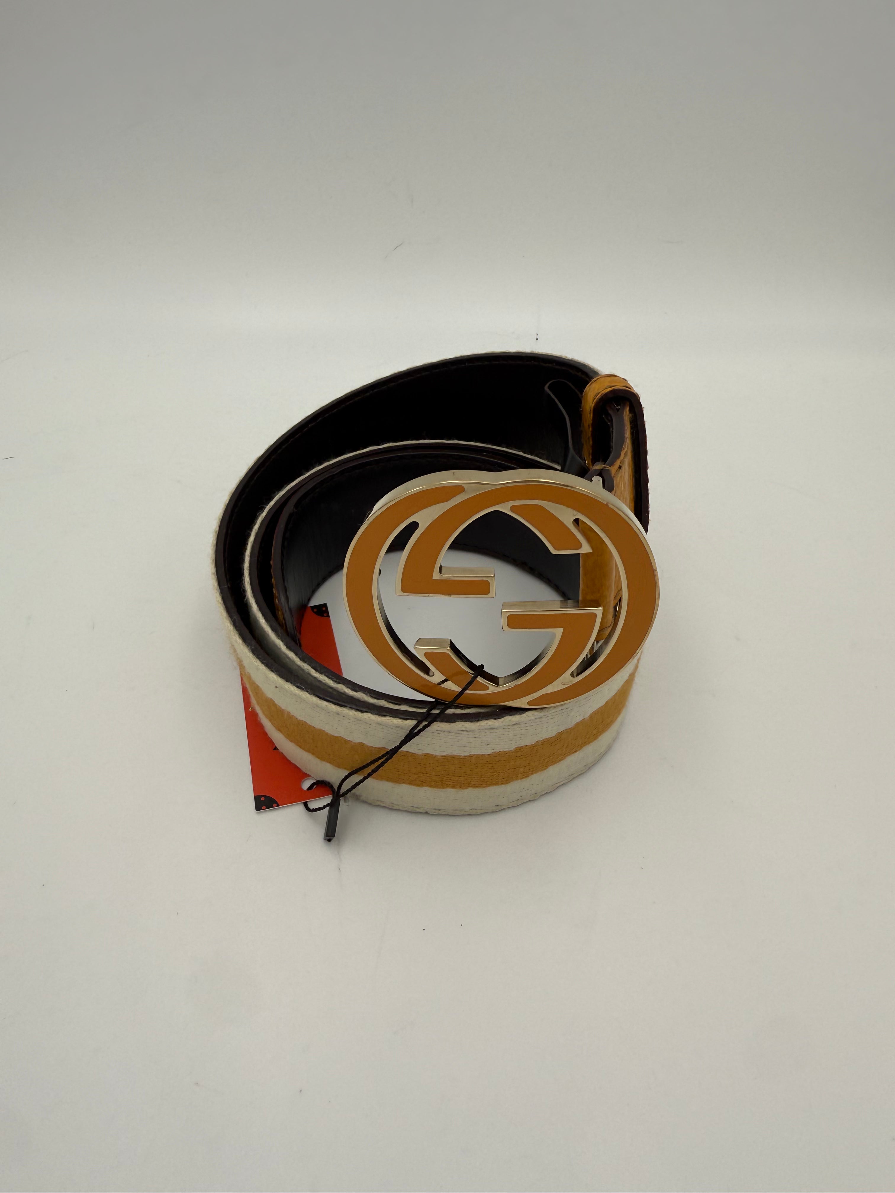 GUCCI - Cintura Fibbia GG Interlocking Gialla
